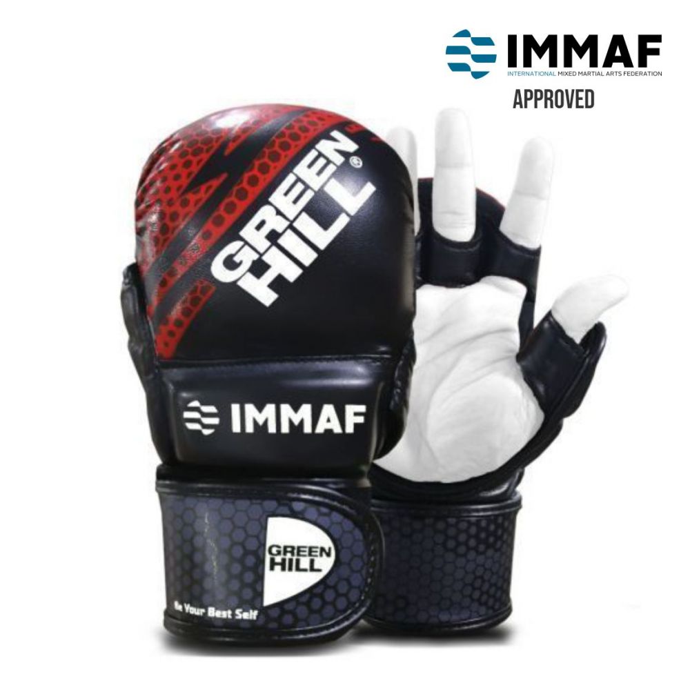GREEN HILL IMMAF APPROVED MMA GLOVES RED